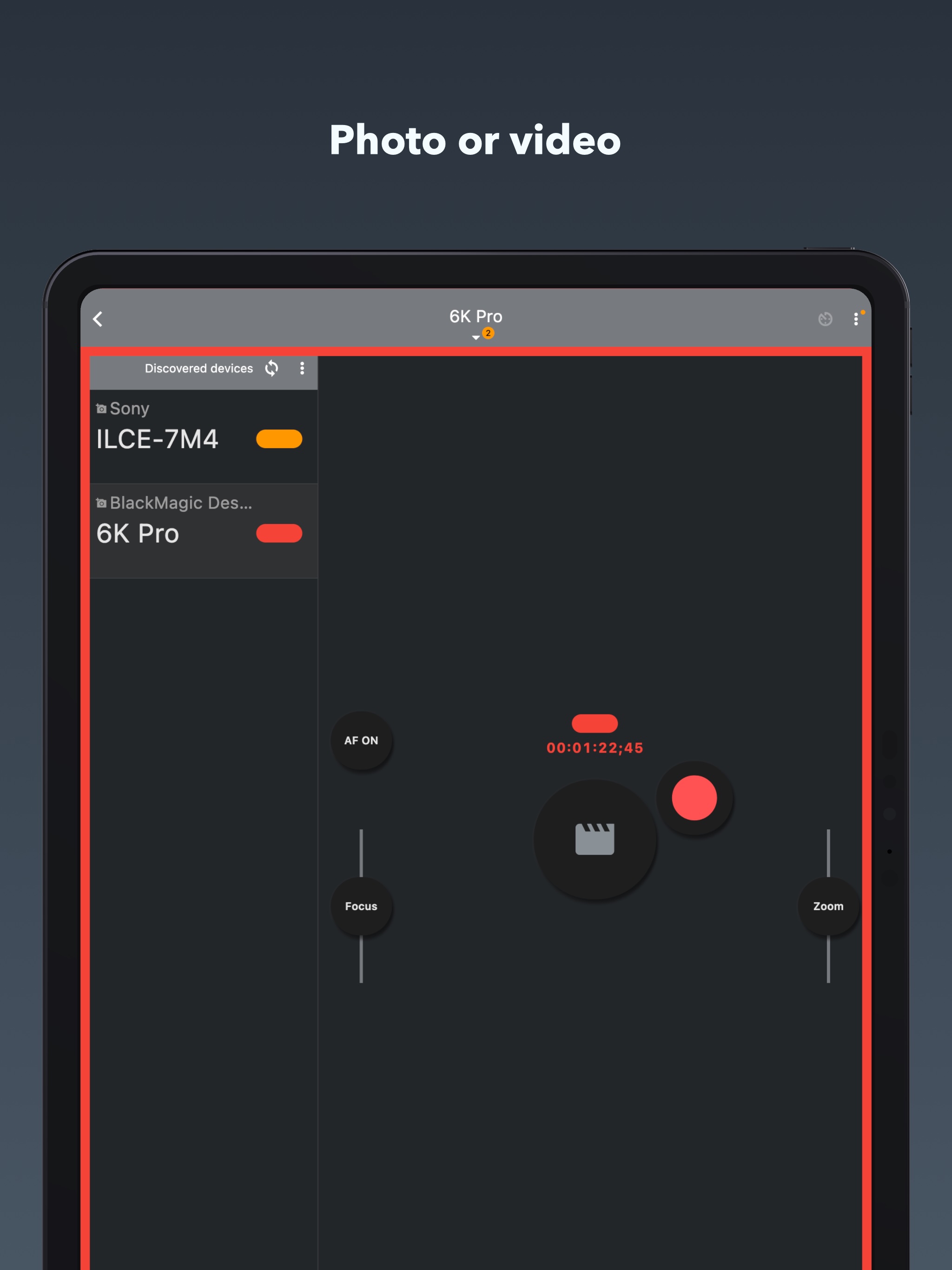 Video recording with BlackMagic 6K Pro